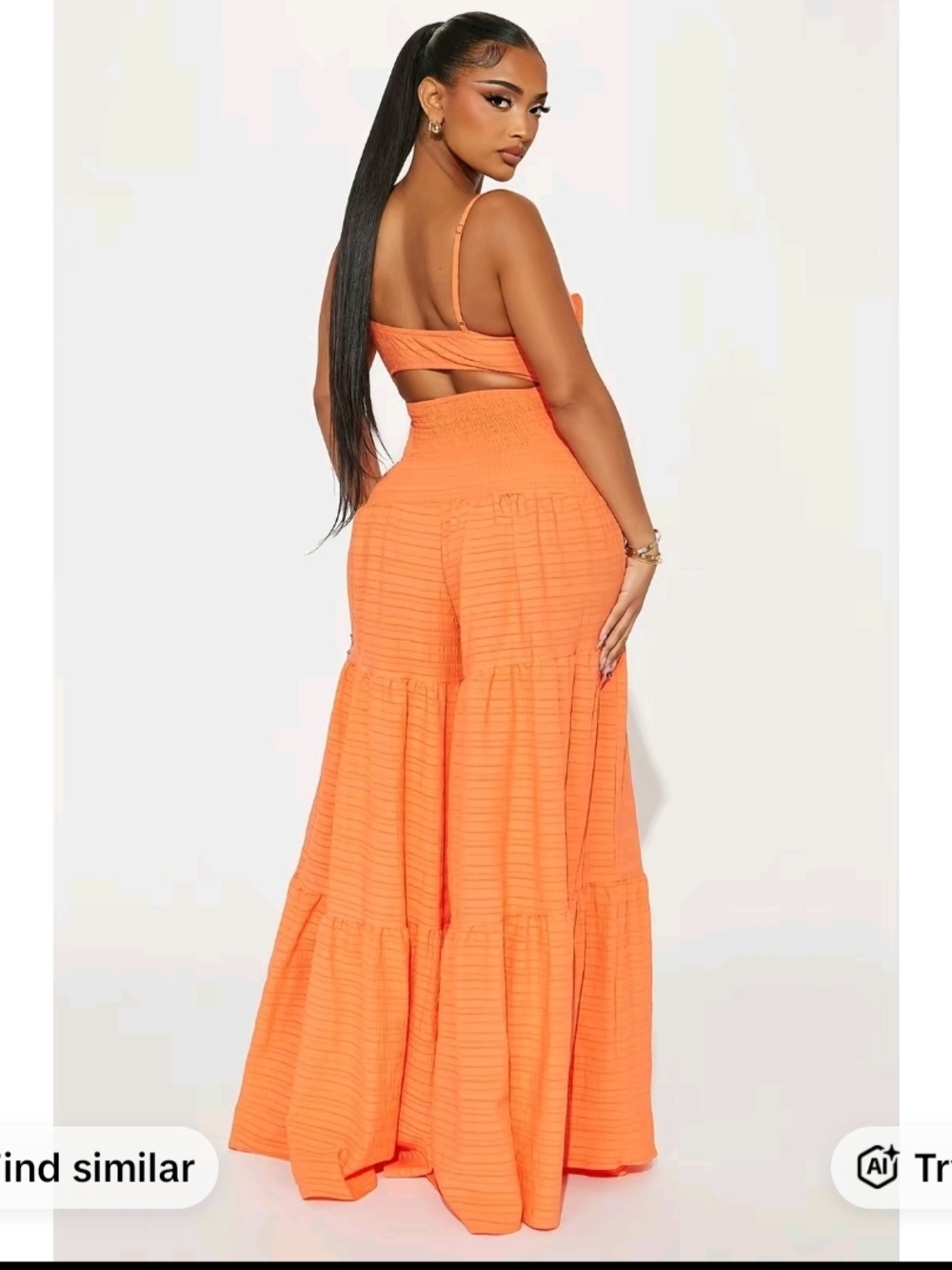 Fashion Nova Orange Bow-Front Wide-Leg Jumpsuit - Picture 6 of 6